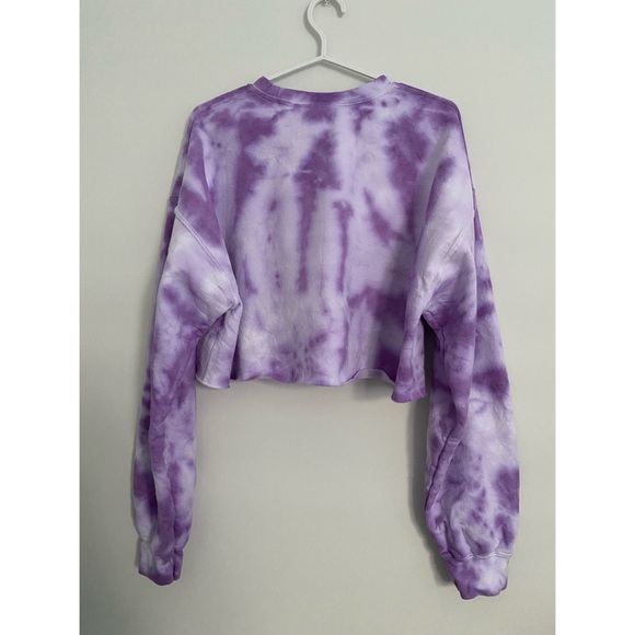 purple bunch tie dye cropped crewneck sweater - Picture 3 of 3